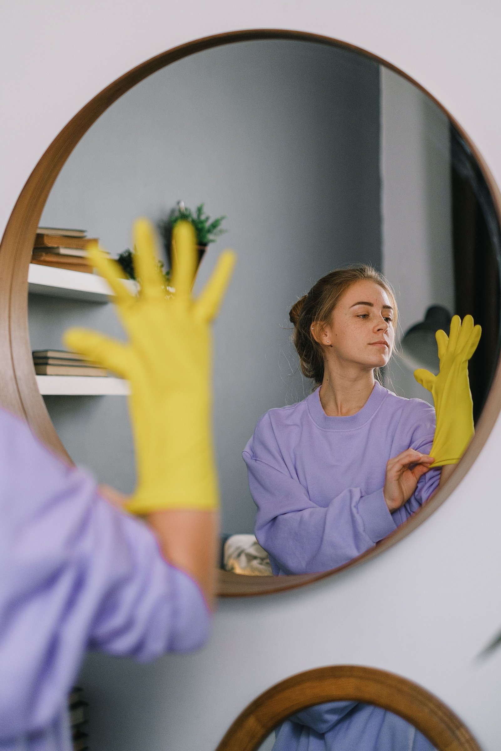 Professional home cleaner at work